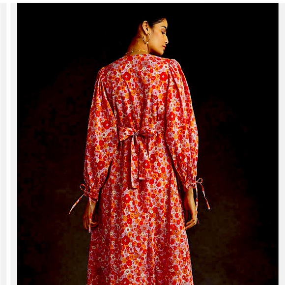 Antik Batik - red and orange floral dress. - Picture 2 of 7